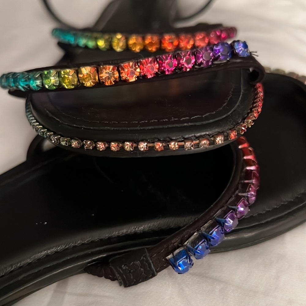 Schultz flat Sandler. Rainbow rhinestones, size 38- NEVER WORN - Picture 2 of 4